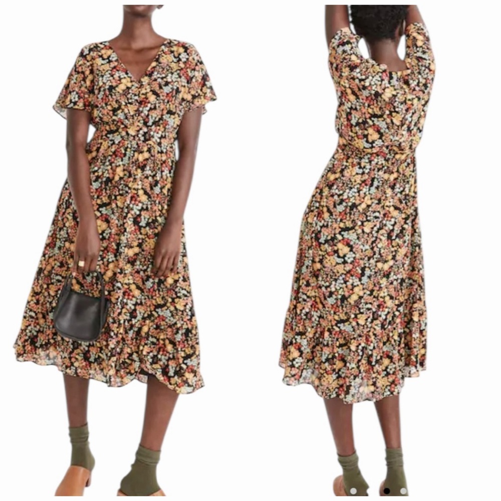 Madewell Ruffle Hem Floral Dress